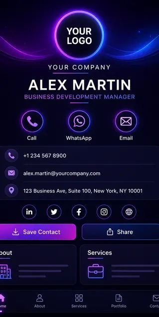 Midnight Violet digital business card template